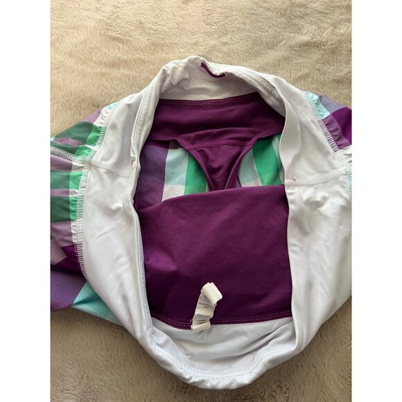 Lululemon Plaid Multicolor Swiftly Shorts Size 8 Activewear With White Waistband - Picture 6 of 8